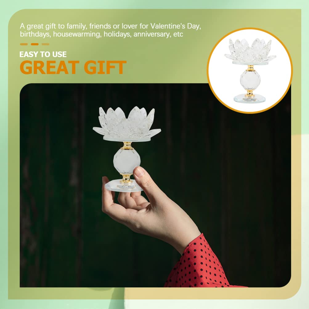 Lotus Crystal Candleholder Elegant Decorative Candlestick for Dining Table Home and Special Occasions Unique Flower-Shaped Design for Romantic Atmosphere for Weddings and Parties