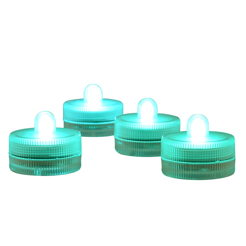 Halloween Lights Submersible LED Lights cr2032 Battery Powered Underwater Waterproof LED Tea Light for Events Wedding Centerpieces Vase Floral Xmas Holidays Home Decor Lighting(Pack of 12) (Teal)