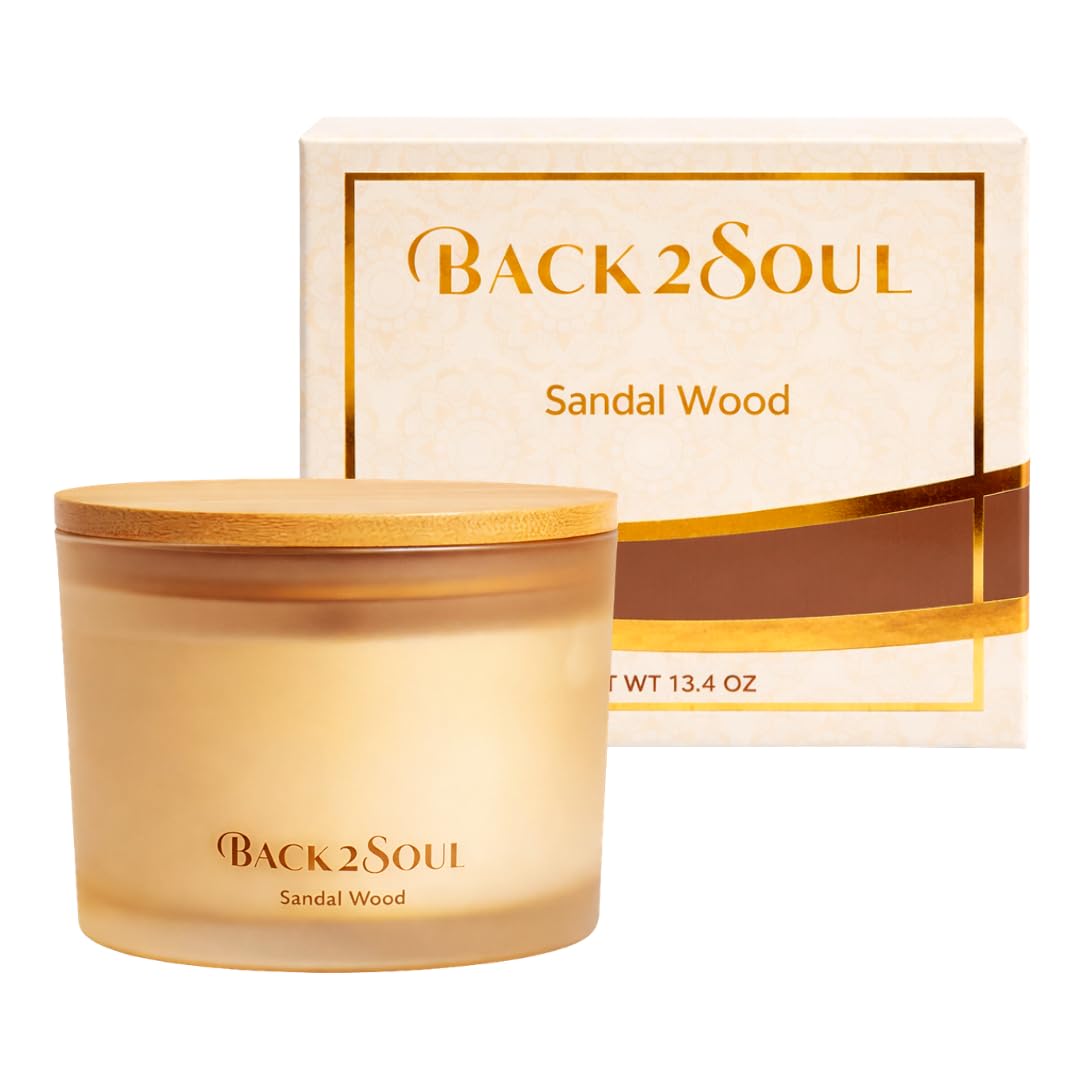 Scented Soy Candles 13.4 oz, Non Toxic Candle, Clean Burning Aromatherapy Candle for Relaxation, 50 Hours Burn Time, Mothers Day Gift for Mom, Sandal Wood