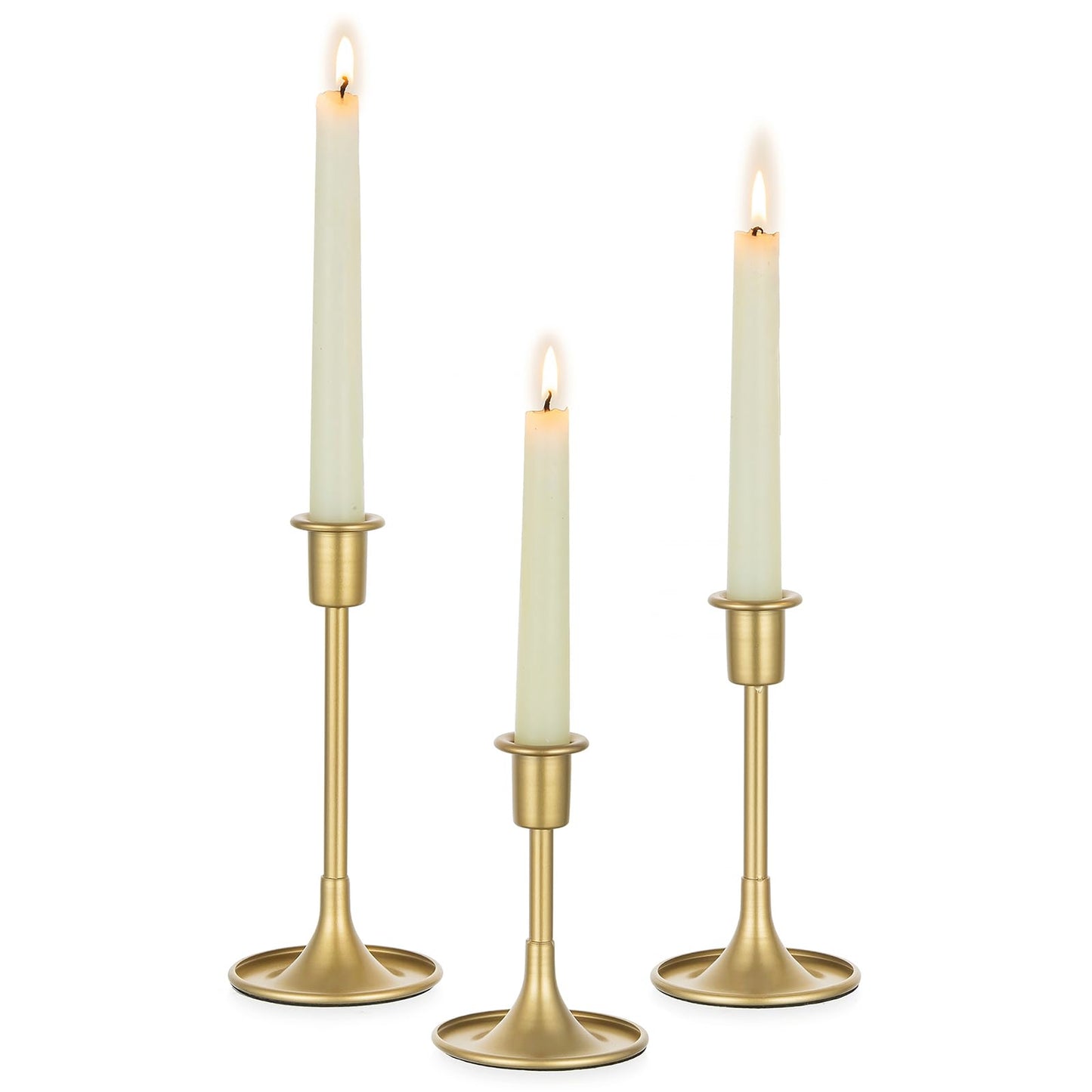 Romadedi Gold Candlestick Candle Holders - Set of 3 Taper Holders Candle Stick for Wedding Table Centerpiece Festive Christmas Mantel Decoration Home Decor
