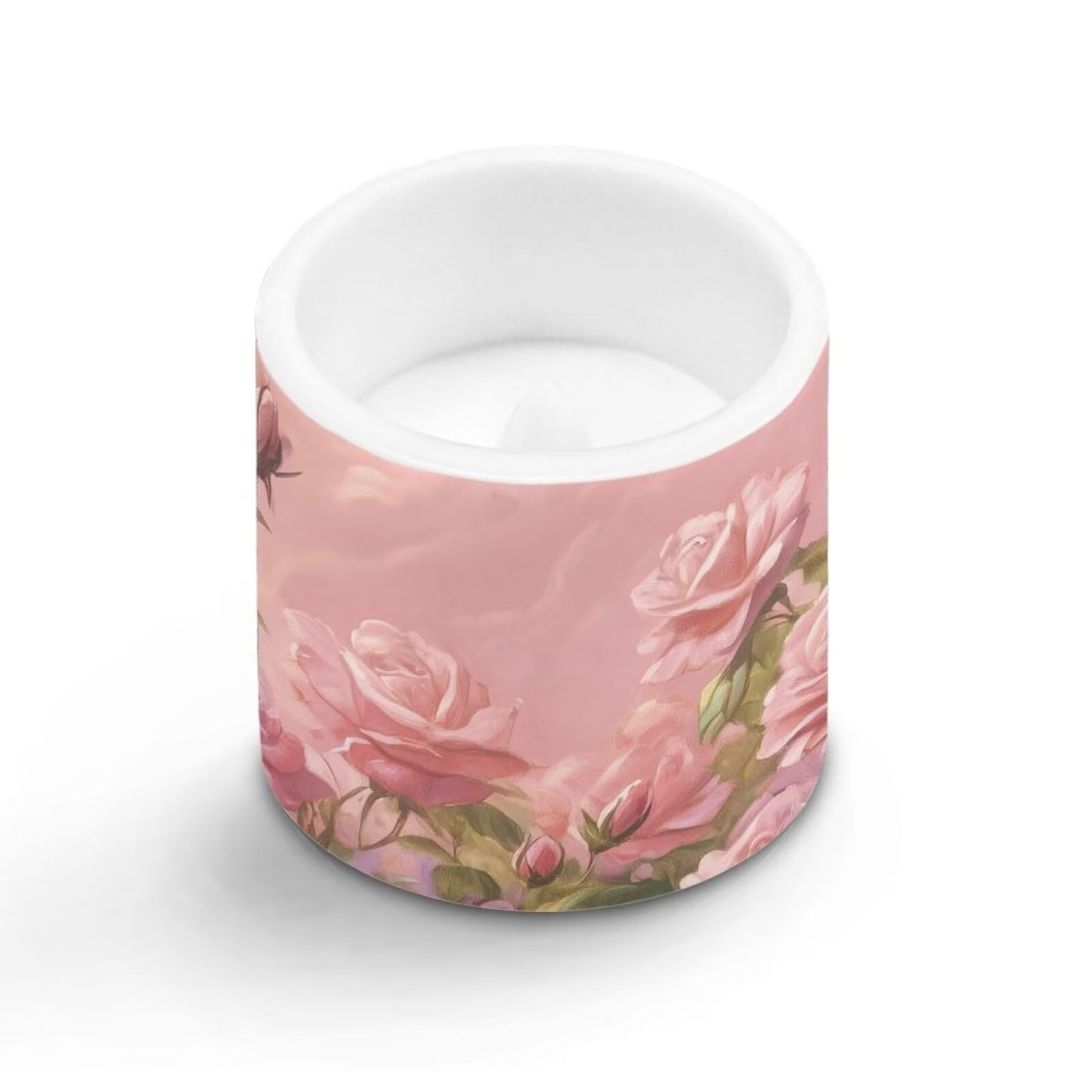 Cozeyat Pink Floral Versatile LED Flameless Candles 4 Pack Battery Operated with Remote Control Timer Dancing Flame Waterproof for Indoor Outdoor Home Table