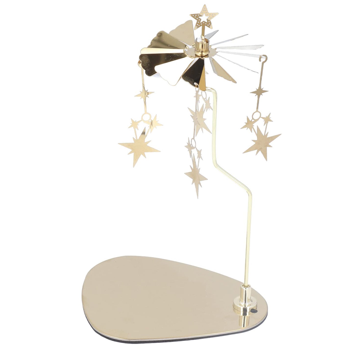 Rotating Candle Holder, Romantic Heat Activated Spinner Decoration for Home Wedding Stainless Steel Gold 13 x 10.5cm Tray 18cm Stand 1 Set