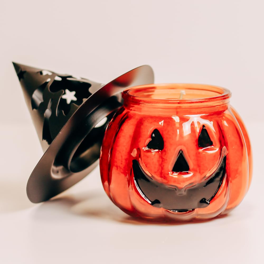 A Cheerful Giver Punky Pumpkin Jar Candle - Fun and Spooky Candle for Halloween Decorations - Uniquely Shaped Candle Jars for Indoor/Outdoor Decor - Papa's Pumpkin Pie Scent - 10 Oz