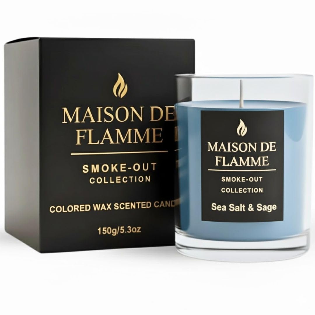 Sea Salt & Sage Soy Wax Candle – Fresh Coastal Scented Candle for Kitchen, Apartment & Home, Long Lasting Clean Burn Candle, 150g / 5.3 oz – Maison De Flamme