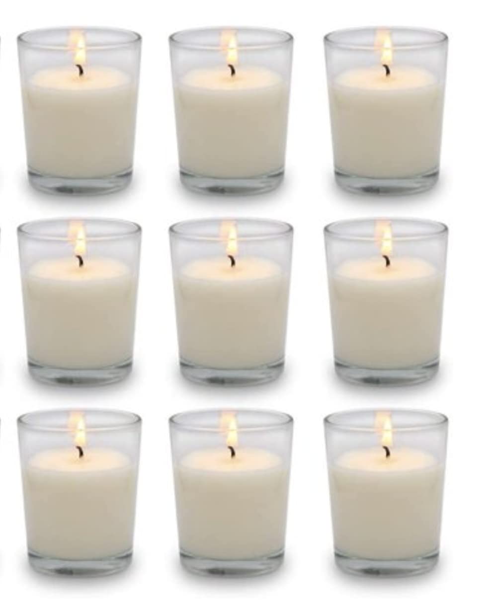 Mister Candle – Set of 9 Jasmine Scented Votive Candles in Glass Holders, Hand Poured Soy Wax, 10 Hour Burn Time, Aromatherapy Candles for Spa, Weddings, Parties, Gifts