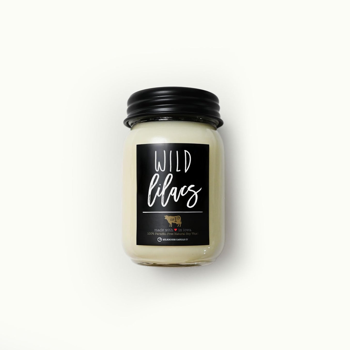 Milkhouse Candle Company Wild Lilacs Soy Candles - Lilacs | Jasmine & Lily | Verdant Greens Scented - 13 oz Mason Jar with Lid, 70+ Hour Burn Time, Made in the USA