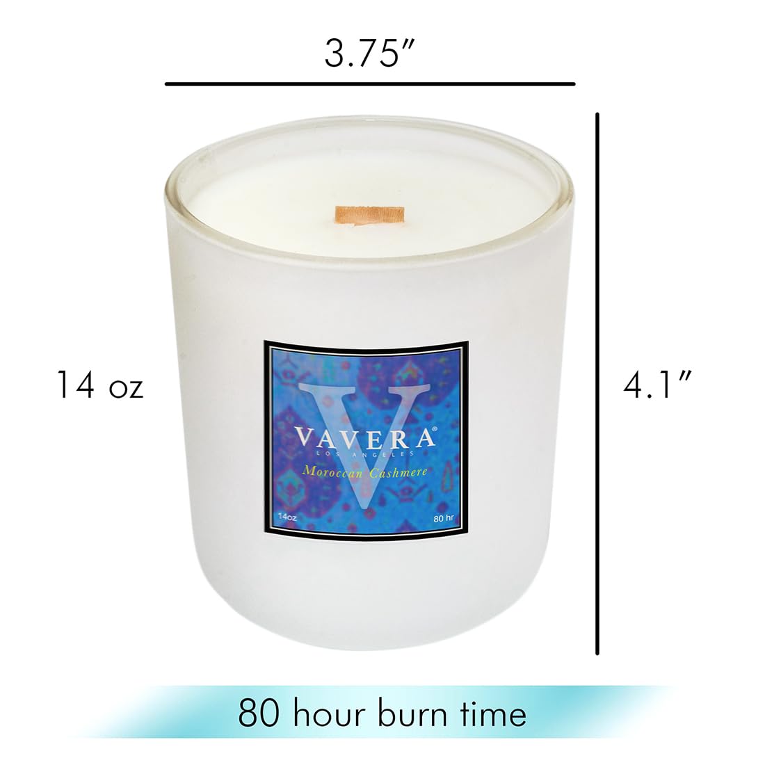 VAVERA Moroccan Cashmere Wood Wick Candles that Crackle, 14oz Matte White Candle. A Rare Botanical Musky Blend. Amazing Versatile Scent for Men, Mothers Day Gifts for Mom! Hand-Crafted in USA.