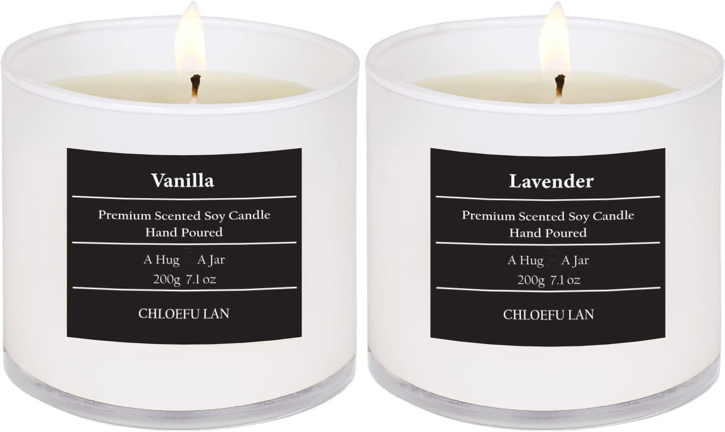 Chloefu LAN Lavender and Vanilla Candle,Highly Scented, Soy Candles for Home Scented, Home Decorative, 7.1oz|45 Hour Burning, Valentines Day Candles Gifts for Women Without Lid 2 Pack