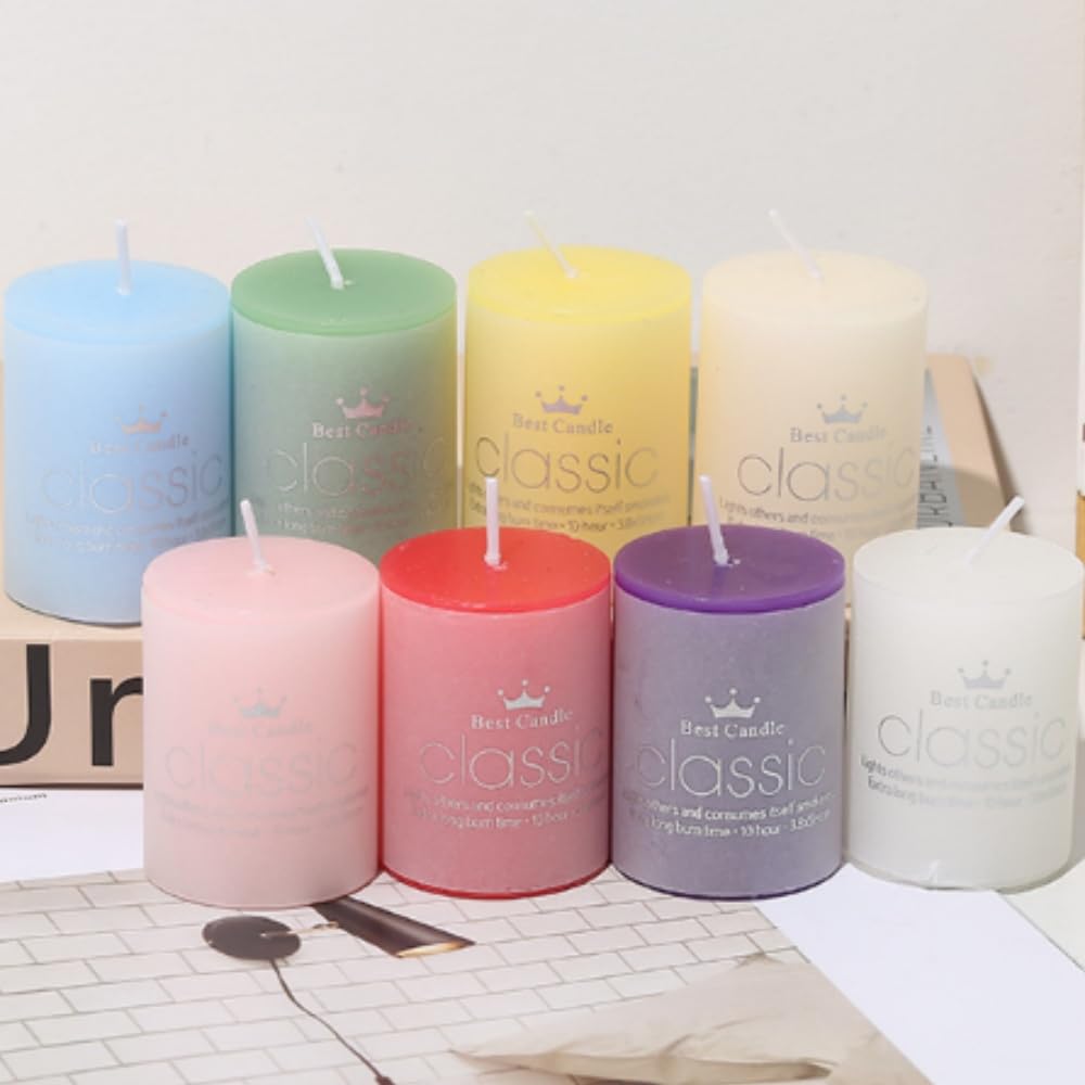 OUKEYI 8 Pack 2x3'' Hand Poured Scented Dripless Pillar Candles, Soy Candles, Non-Toxic, Smokeless, Lasting Clean Burning Candles, for Home Décor, Bathroom, Wedding Decorations ﻿, OUKEYI-100990