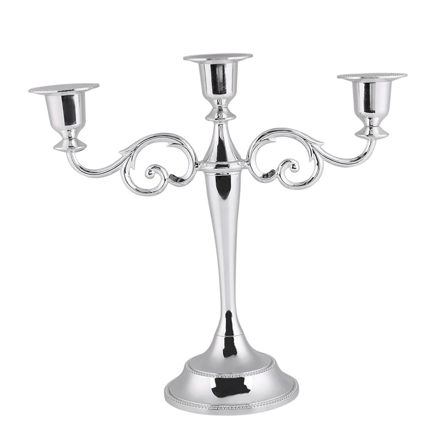 Sonew Premium 3 Arms Metal Candle Holder European Candelabra for Weddings & Home Decor (Silver)