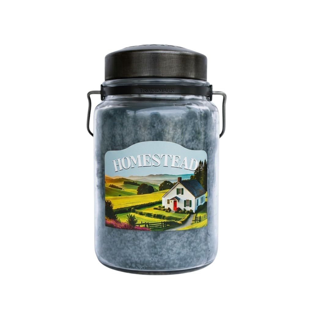 McCall’s Candles | Homestead | 26 oz Scented Candle | USA-Poured | Vintage Rustic Jar with Carrying Handle | Vanilla, Sandalwood & Musk Fragrance
