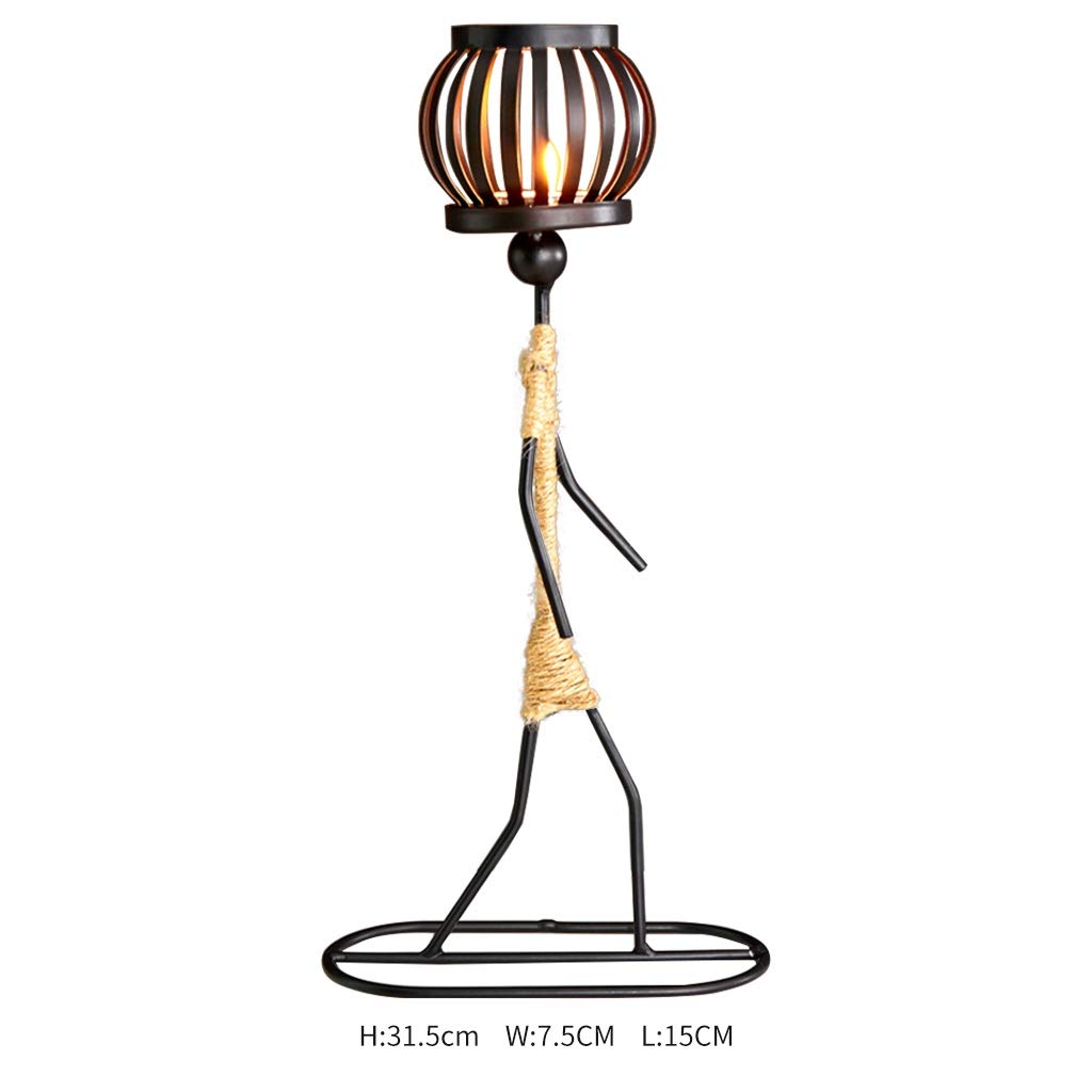 XILIN-1987 Candle Holderss Girl Shape Iron Candlestick Tabletop Decoration Cafe Candlelight Dinner Props Romantic Candlestick Decorative Candlestick (Size : C)