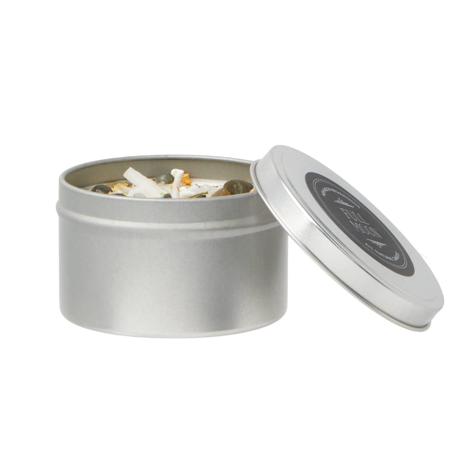 Full Moon Candle by New Moon Beginnings - Purification & Cleansing Candle - Crystal and Herb Candles - Aromatherapy Candles - soy candle, 8 Ounce Metal Tin