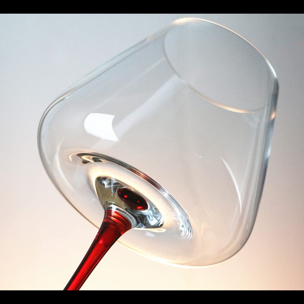 GAOGAO Huge Burgundy Wine Glasses Red Bottom Super Transparent Crystal Glass Goblet Set of 2 (720 ml)