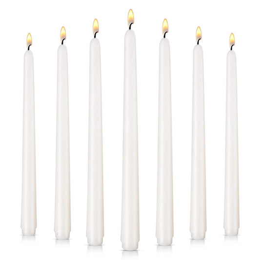 10 inch Set of 7 White Cone-Shaped Candles - Smoke-Free and drip Free, high Candle Holder, Family Dinner, Party, Wedding, Halloween, Church, Christmas Candles