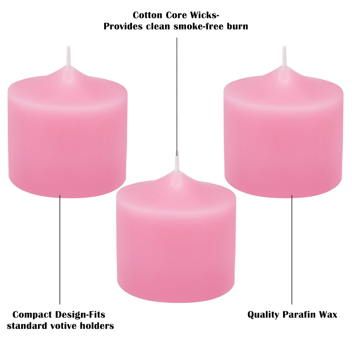 10 Hour Pink Votive Candles for Weddings Party Spa and Emergency, Set of 36 Unscented Bulk Candles for Restaurants and Home Decoration