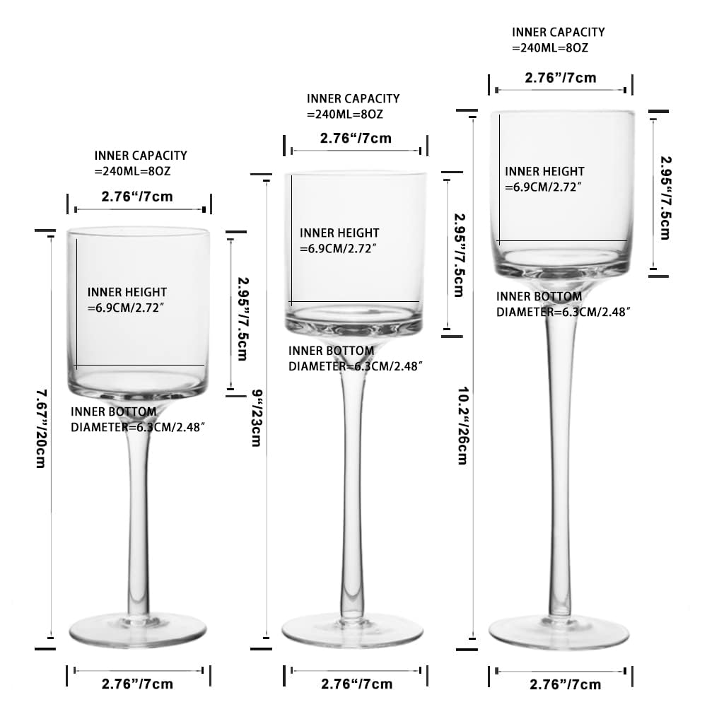 BTGLLAS Set of 3 Candlestick & Tealight Candle Holders Tall High Elegant Clear Glass Tealight Holder Suitable for Candles Under 6cm (2.36") in Diameter Fit Home Party Wedding Table Centerpiece Decor…