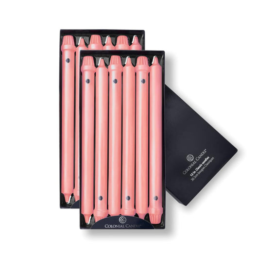 Colonial Candle Unscented Taper Candle, Classic Collection, Peach, 12 in, Pack of 12 - Up to 10 Hours Burn