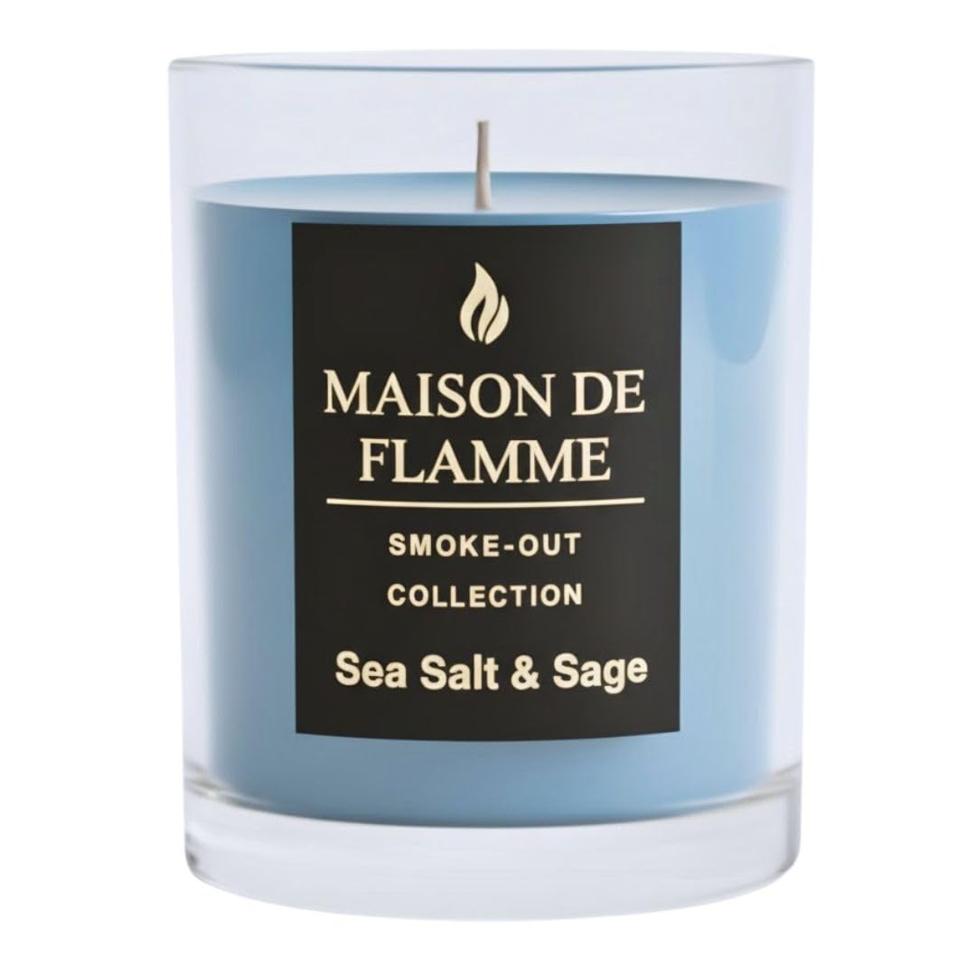 Sea Salt & Sage Soy Wax Candle – Fresh Coastal Scented Candle for Kitchen, Apartment & Home, Long Lasting Clean Burn Candle, 150g / 5.3 oz – Maison De Flamme