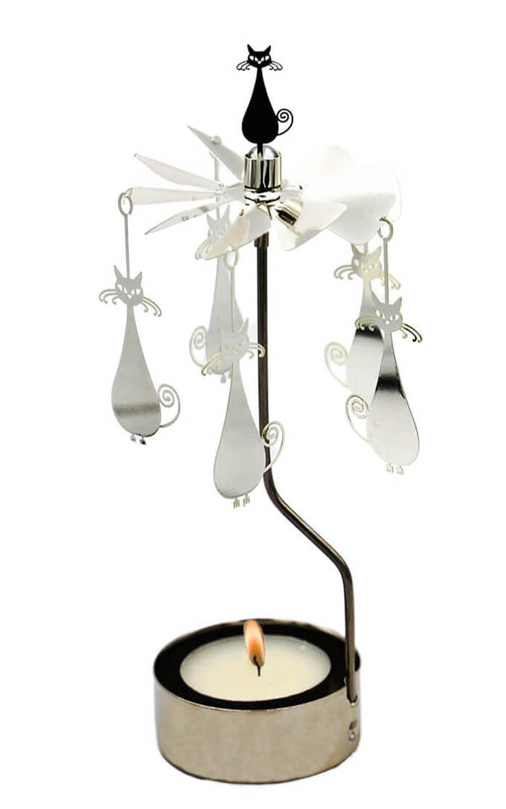 Rotary Candle Holder Spinning Candleholder Metal Small Gift Cartoon Cat Design for Home Decoration Party Wedding