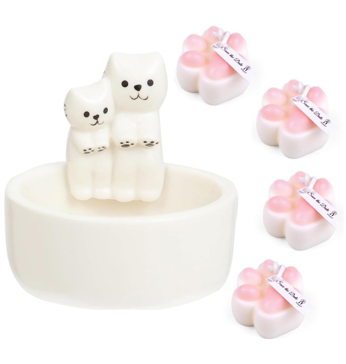 ProNature Cat Candle Holder, Ceramic Candlestick for Cute Candles - Ideal Gift for Cat Lovers, Women on Birthday or Housewarming, Perfect for Cozy Home Decor in Bedroom & Living Room