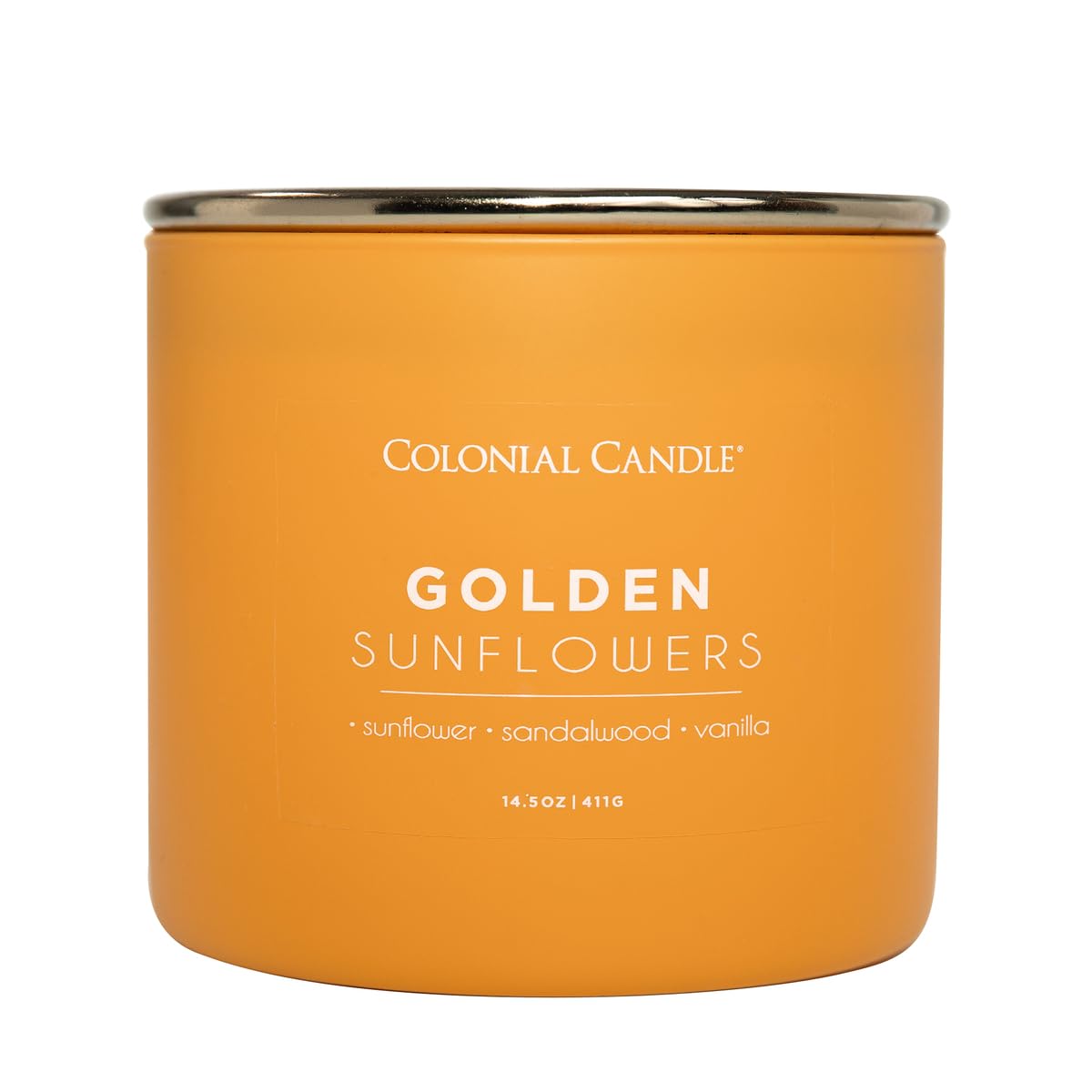 Colonial Candle Golden Sunflowers Scented Jar Candle, Pop of Color Collection, 3 Wick, 14.5 oz - Up to 60 Hours Burn