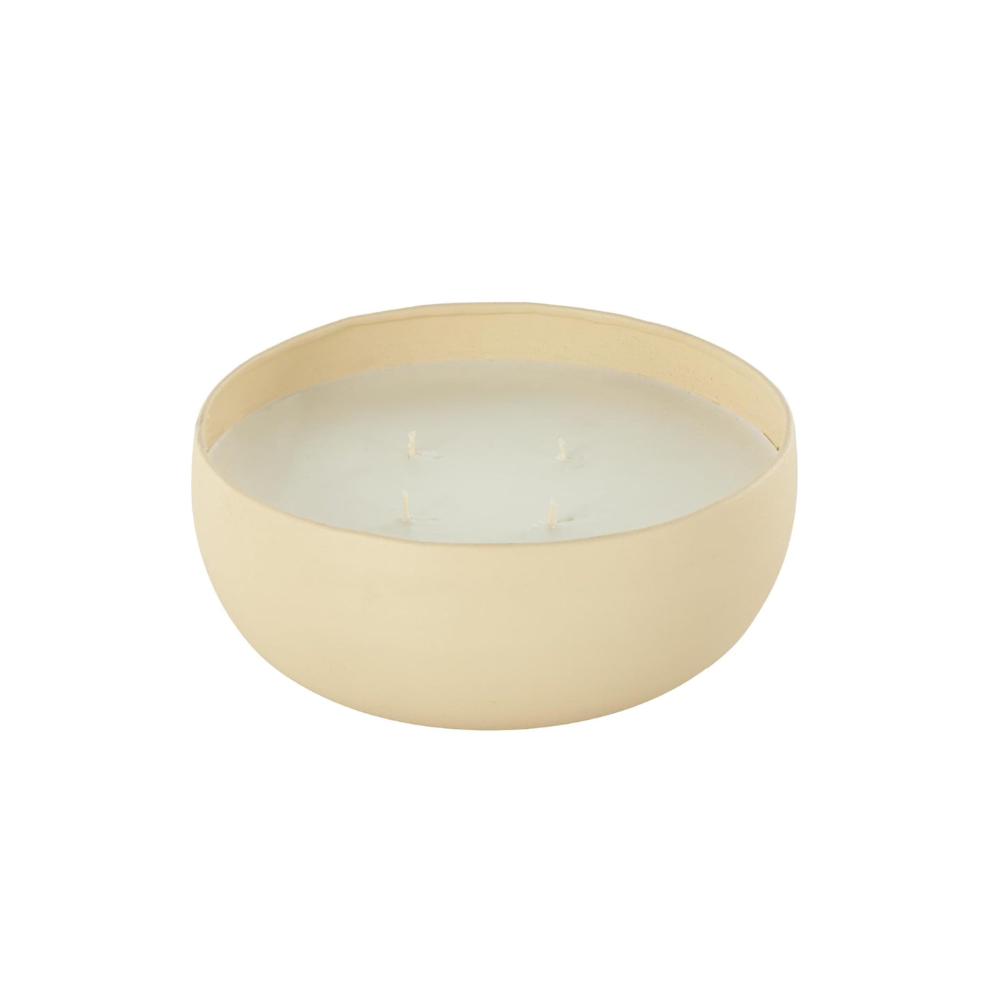 Deco 79 Metal Decorative Candle Rose Blossom & Sandalwood Scented Textured 34oz 4 Wick Aromatherapy Candle with White Wax, Wax Aromatherapy Candle 7" x 7" x 3", Beige