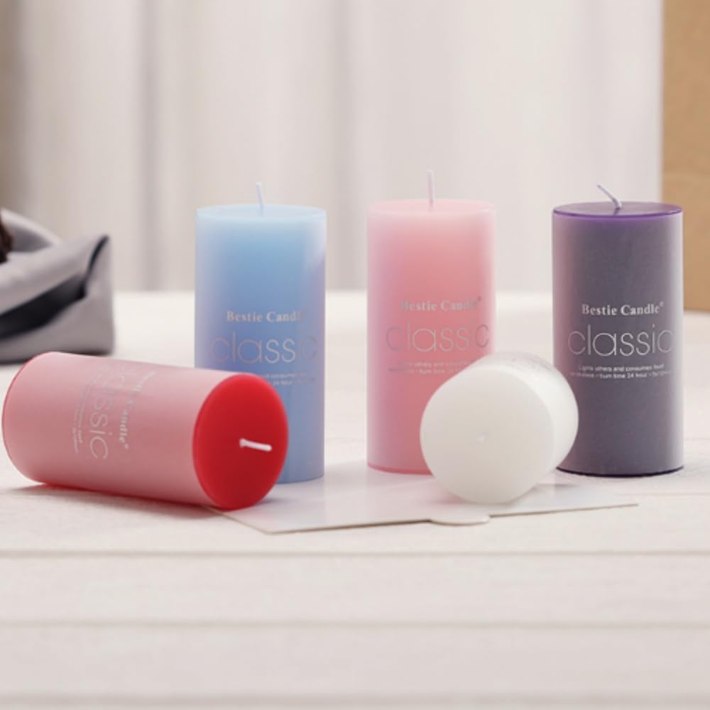 OUKEYI 8 Pack 2x3'' Hand Poured Scented Dripless Pillar Candles, Soy Candles, Non-Toxic, Smokeless, Lasting Clean Burning Candles, for Home Décor, Bathroom, Wedding Decorations ﻿, OUKEYI-100990