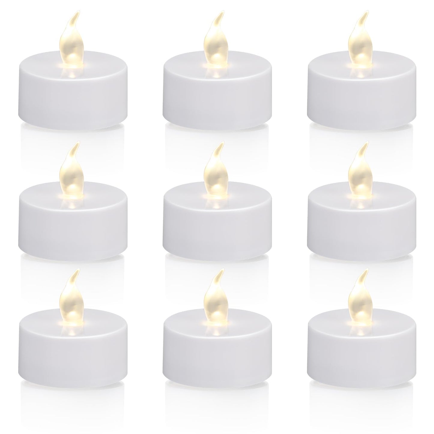 KOABY 24 Pack Tea Lights with Timer, Auto-On 6 Hours and Off 18 Hours in 24 Hours Cycle Automatically, Battery Operated Flameless Flickering Tea Lights with Timer(24 Pack, Warm White)
