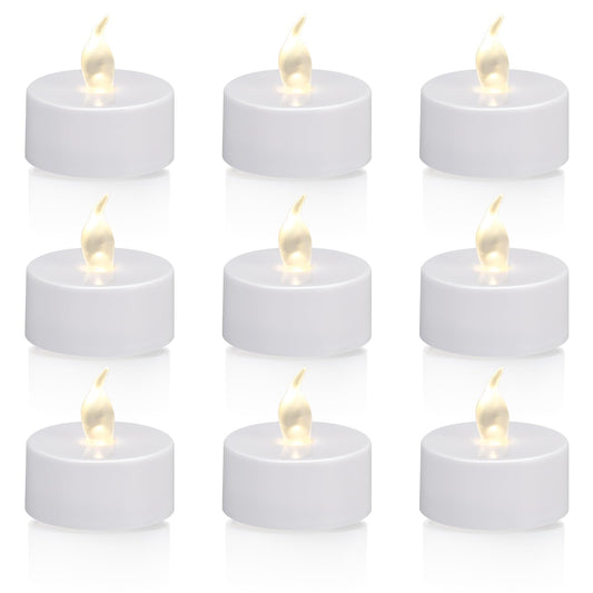 KOABY 24 Pack Tea Lights with Timer, Auto-On 6 Hours and Off 18 Hours in 24 Hours Cycle Automatically, Battery Operated Flameless Flickering Tea Lights with Timer(24 Pack, Warm White)