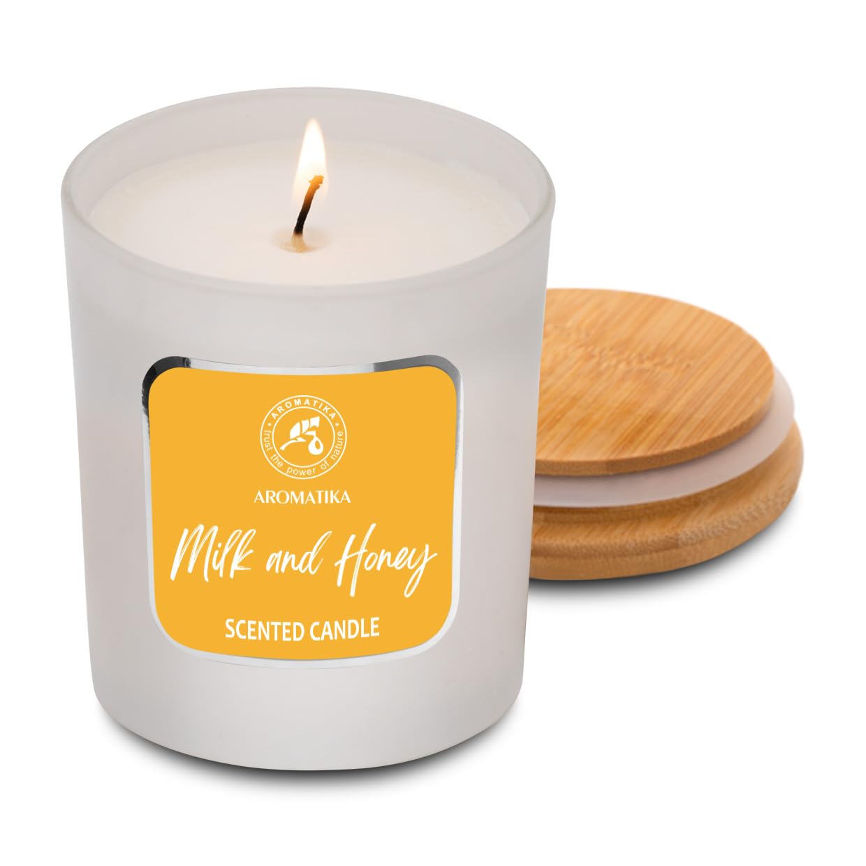 Milk & Honey Scented Candle – Aromatherapy Soy Wax, 200g – Up to 45 Hours Burn – Glass Jar for Home or Gift