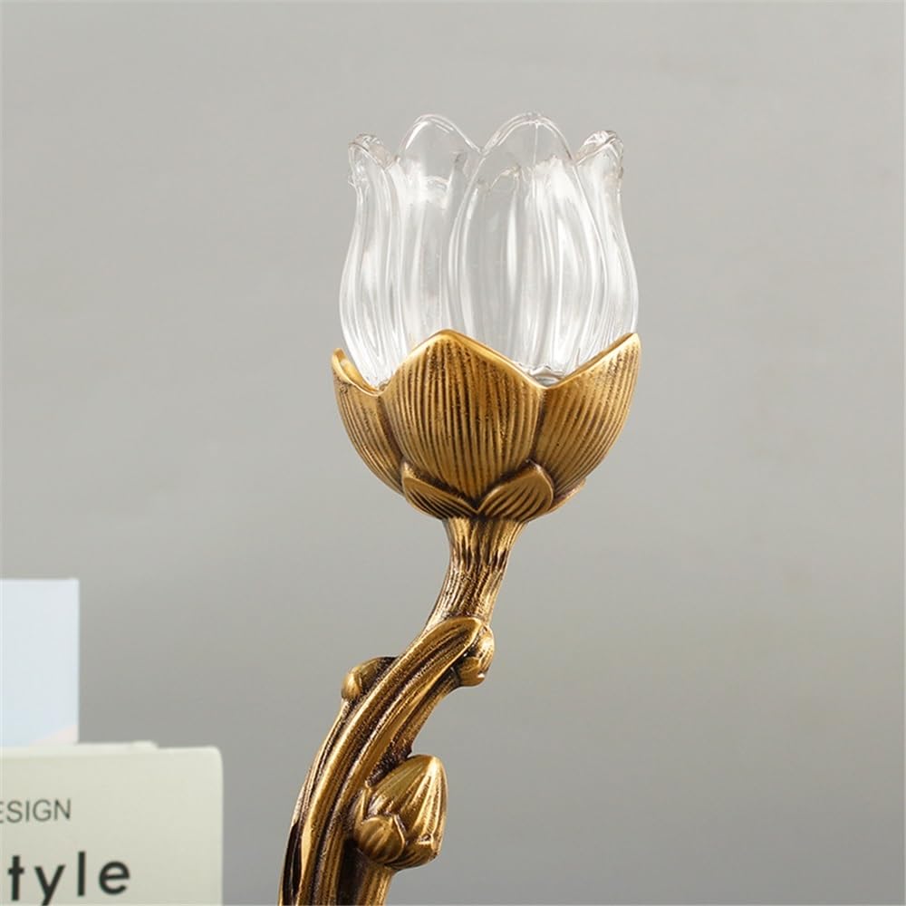 LIBANGRONG-888 Candle Sconces Brass Glass Candlestick High-end Ornaments Home Atmosphere Light Luxury Decorative Candle Holder Candle Stand/Display Candelabra(Large)