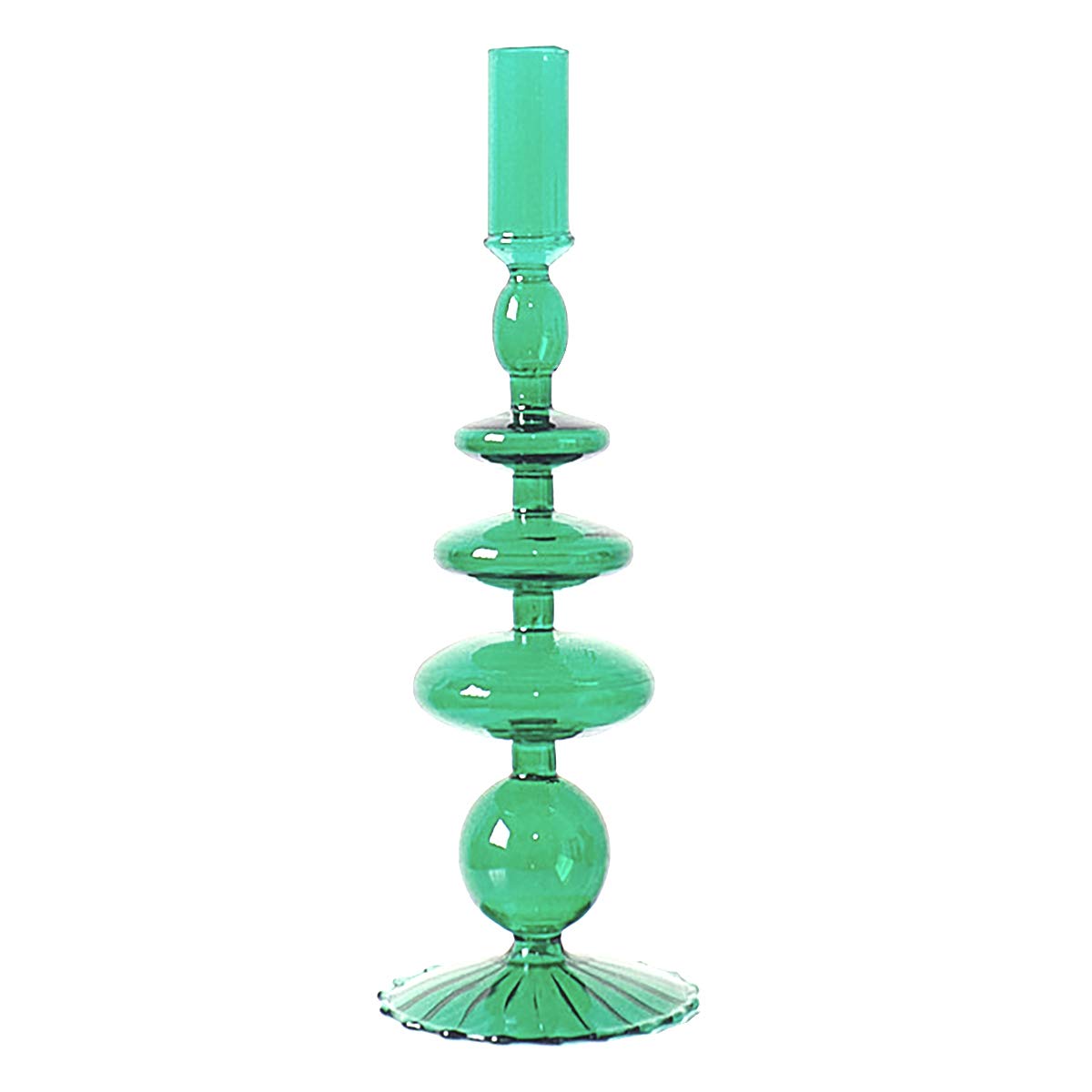 LKXHarleya Glass Candlesticks Holders, Retro Glass Candle Holder for Taper Candle Table Centerpiece Wedding Party Home Decoration, Green