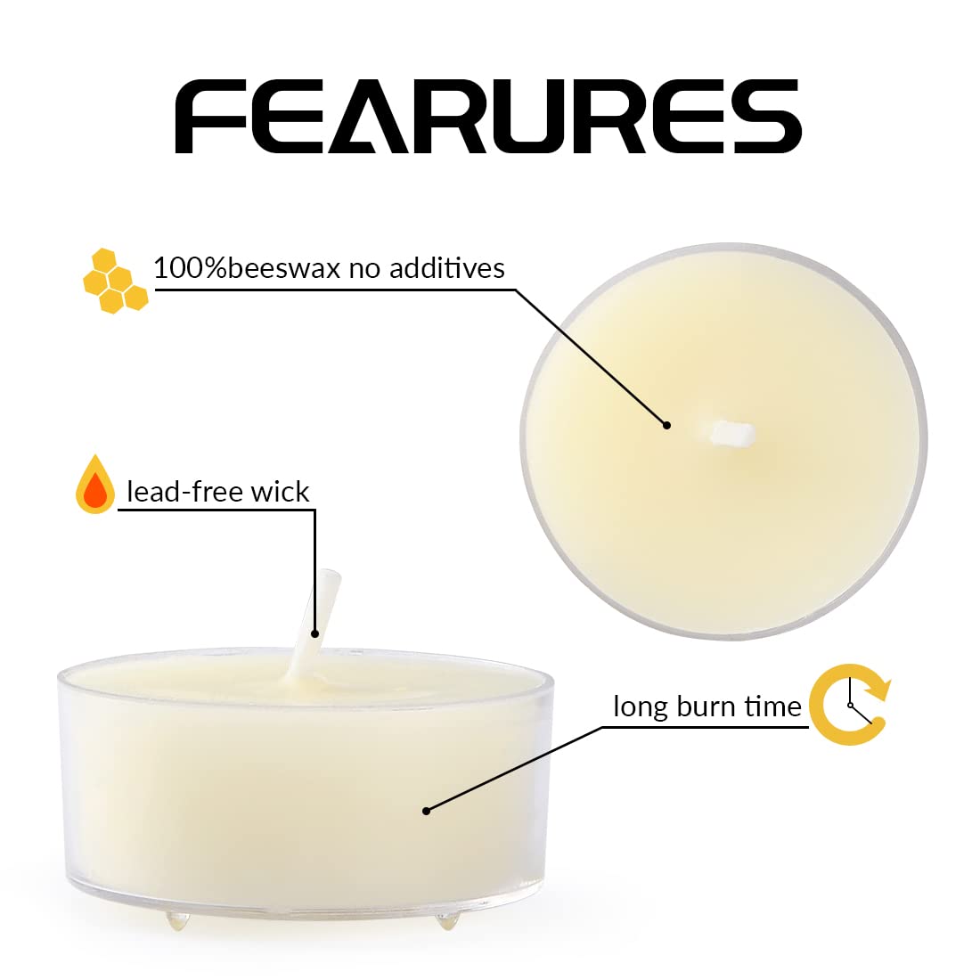 36 Count Pure Beeswax tealight Candles Bulk -Small Beeswax Candle Natural Scent Organic Smokeless Candle - Off White
