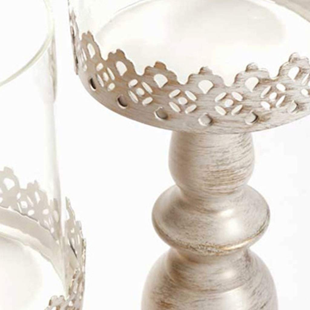 XILIN-1987 Candle Holderss European Retro Candle Holder Carved Wrought Iron Candlestick Metal Glass Home Furnishings Decorative Candlestick (Color : C)