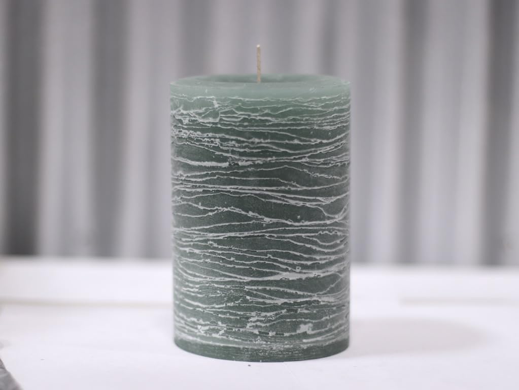 Modern Candle Design Large Unscented Rustic Nordic Pillar Candle Handmade in The USA (Sage Green)