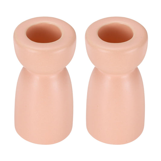 uxcell 2 Pack Candlestick Holder Light Pink Ceramic Taper Candle Holder Candle Stand Holders Modern Style Decoration for Centerpiece Tabletops Anniversary
