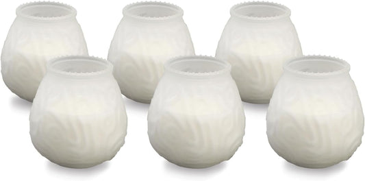 Sterno Euro-Venetian Centerpiece Glass Jar Wax Candles, Decorative Vintage Votive Vintage Holder for Bar or Restaurant, Burns Up to 45 Hours, Pack of 6 - Frost White