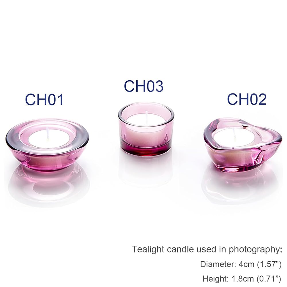 Elivia Red Tealight Candle Holders - Set of 18, Round Glass Candle Holder, 2" Diameter - CH03 - Aubergine Purple