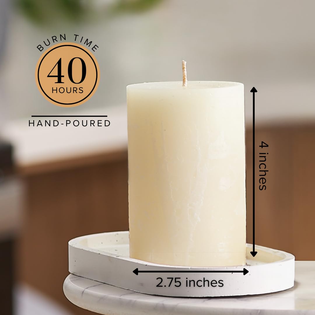Simply Soson Warm Vanilla Scented Candle Set - 3x4 Ivory Pillar Candles for Home, Aromatherapy, Women, Fall