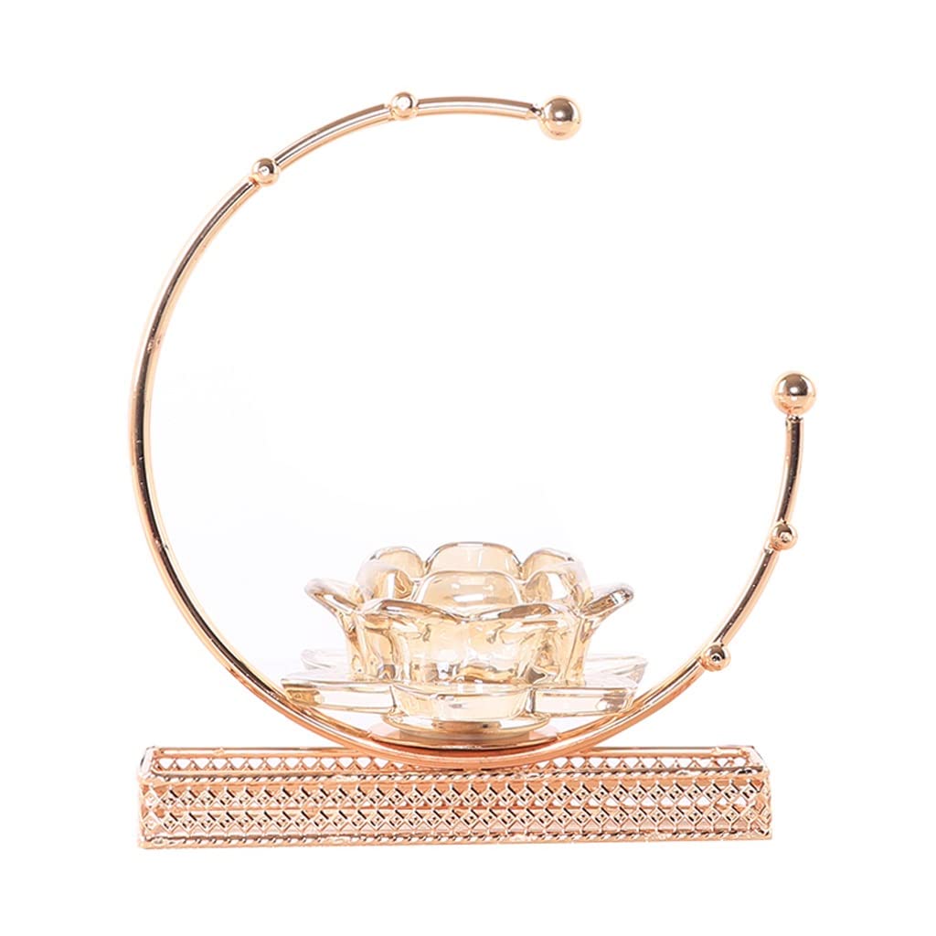 Candlestick Holders New Chinese Candle Holder Creative Crystal Glass Metal Candle Holder Ornament Home Restaurant Desktop Candlelight Dinner Candle Holders(Size:B)