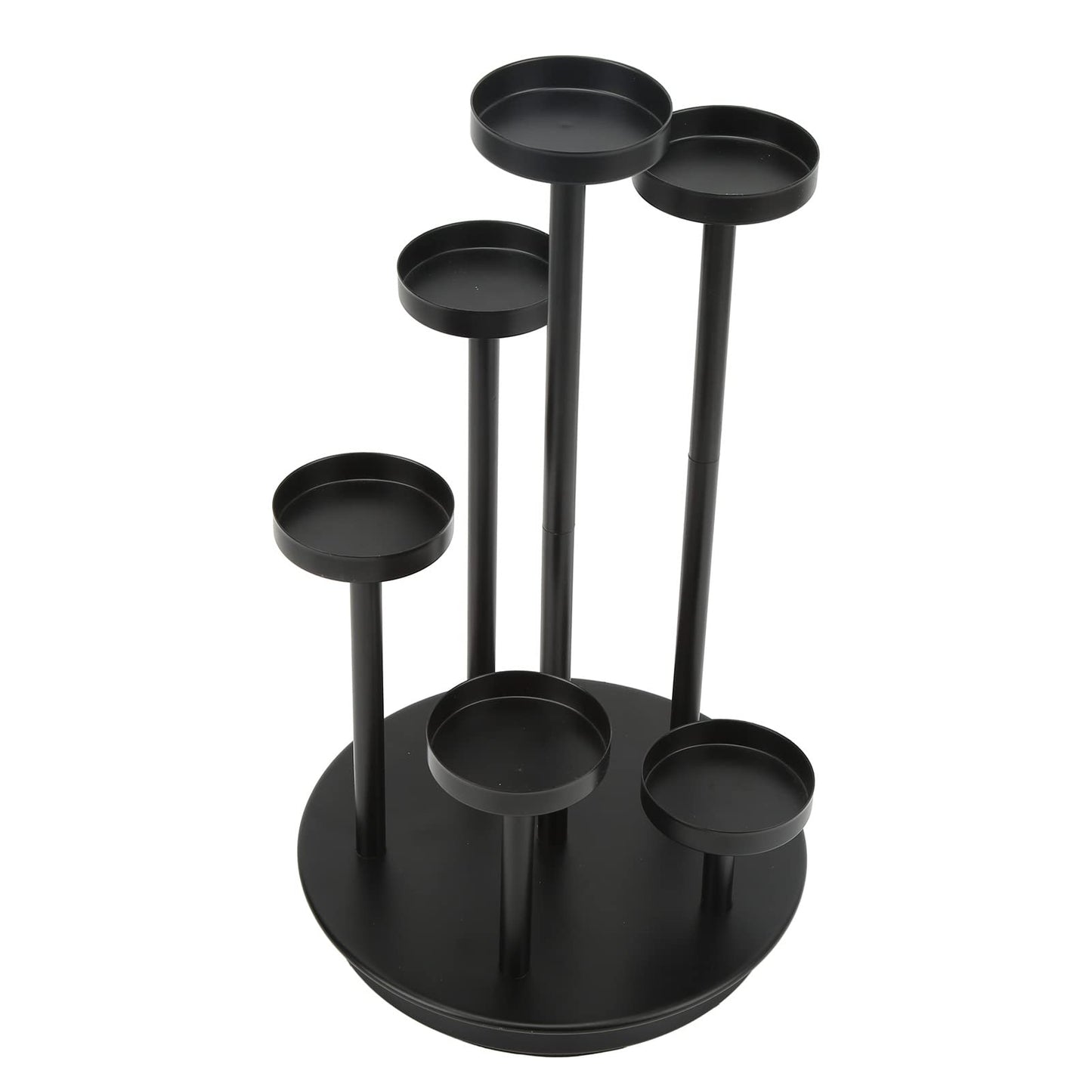 Omquot Retro Elegant 6 Arm Matte Black Iron Candle Holder for Dining Room Bar Decoration