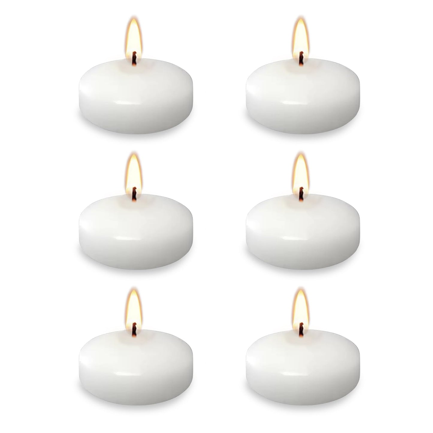 White Floating Candles 2 inch, 6 Pack Floating Candles 5-6 Hours Long Burning, Unscented Floating Candles for Centerpieces for Wedding, Proposal Decorations, Romantic Night Set (6 pack, white, 2 inch)