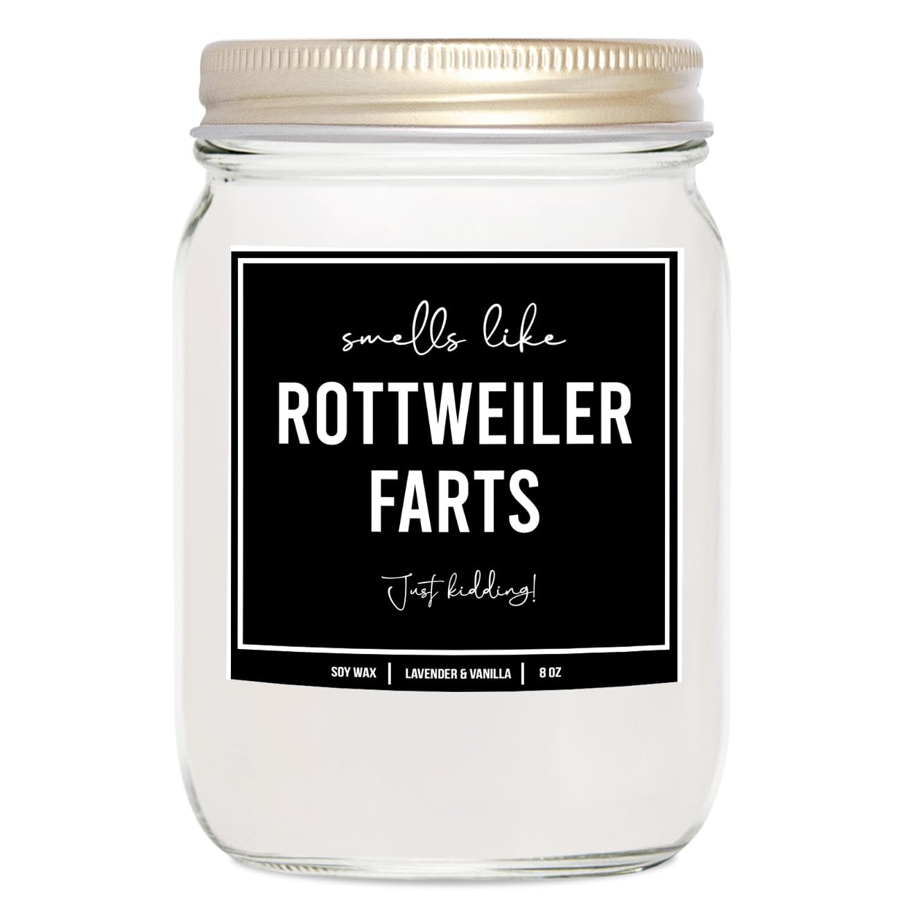 You Nique Designs Gifts for Rottweiler Lovers - Dog Fart Candle, Rottweiler Gifts for Men, Women - Rottweiler Dad, Rottweiler Mom Gift Idea - Rottweiler Decor, Accessories (Lavender & Vanilla)