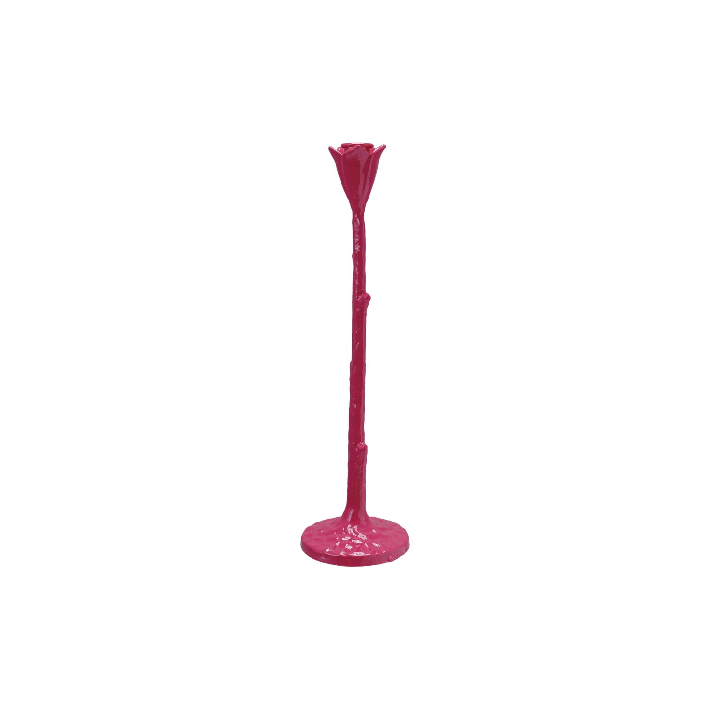 Creative Co-Op Tall Cast Metal Flower Shaped Taper Holder, Pink
