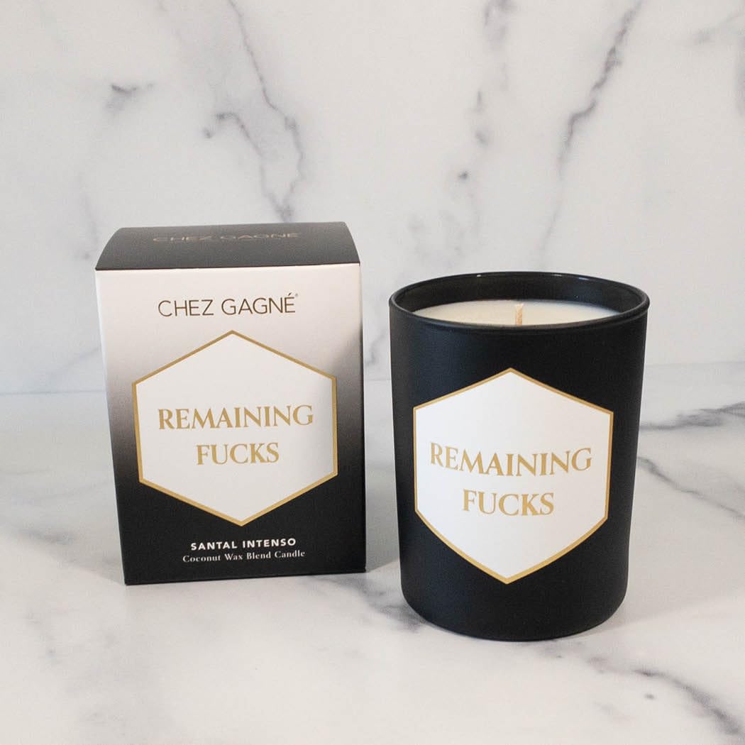 Chez Gagné Scented Coconut Wax Candle 11oz - 60-Hour Burn, Aromatherapy Candle with Giftbox, Luxury Candle, Ideal Gift for Home, Women, Men (Remaining F*CKS - Santal Intenso)
