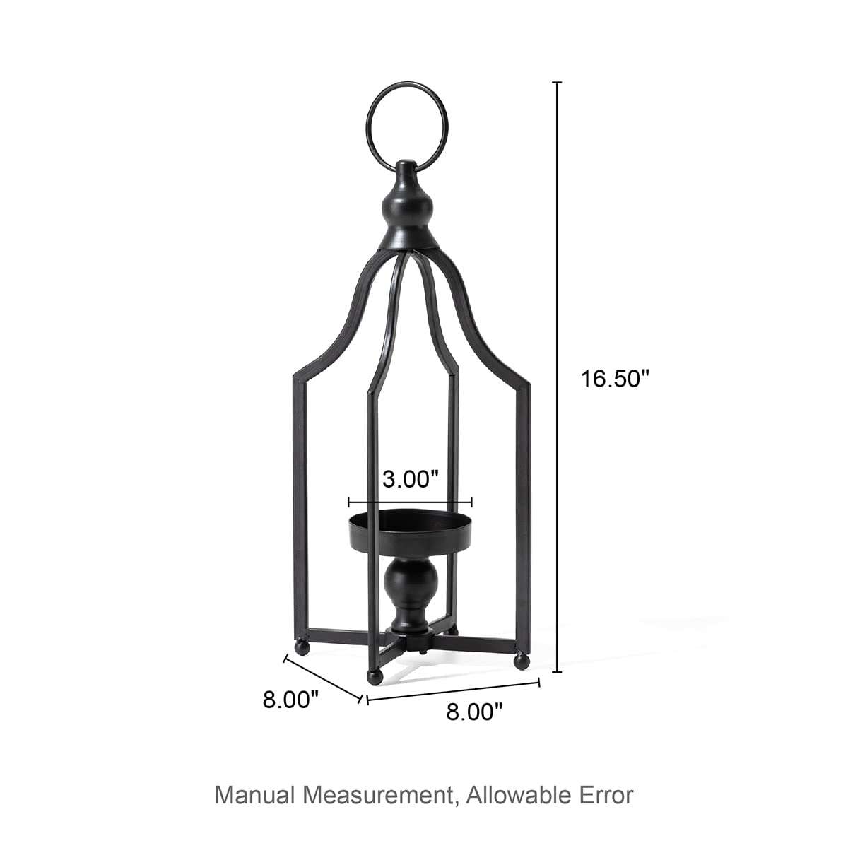 Glitzhome 16.5" H Modern Farmhouse Black Metal Lantern Decorative Hanging Candle Lanterns (Small)