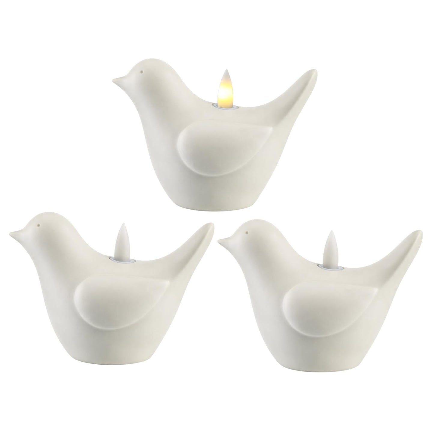Bucherry 3 Pcs Flameless Candle Battery Operated LED Candles Resin Bird Candles LED Real Flame Technology Light Bird Home Decorations for Spring Summer 4.7 x 5.5 Inch