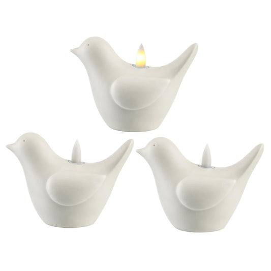 Bucherry 3 Pcs Flameless Candle Battery Operated LED Candles Resin Bird Candles LED Real Flame Technology Light Bird Home Decorations for Spring Summer 4.7 x 5.5 Inch