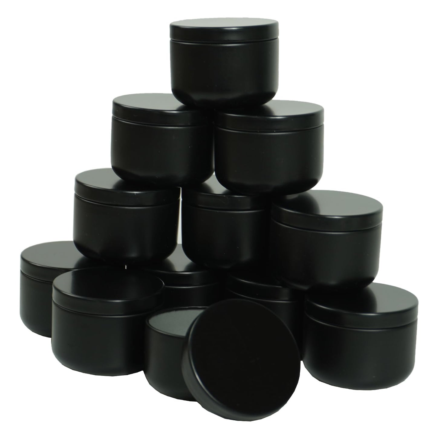 12Pack 3 oz Candle Tins with Lids,Round Metal Candle Jars for Candle Making,Bulk Empty Tins Containers for DIY Crafts Christmas Gifts Small Business Supplies–Airtight Storage Jars (Black)